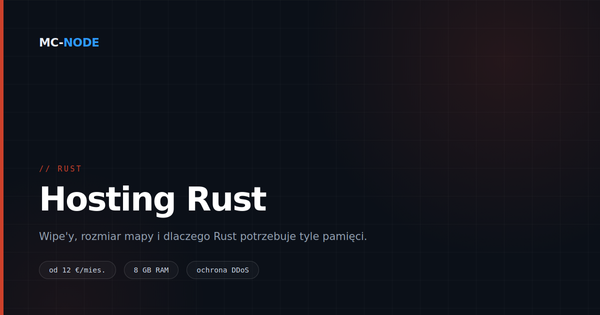 Hosting serwera Rust: wipe'y, rozmiar mapy i dlaczego potrzebujesz 8 GB